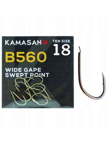 Kamasan B560 Wide Gape Barbed Hooks – Size 18