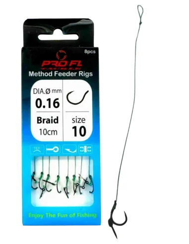 Ready-made leaders on braided line for the size M method. 12