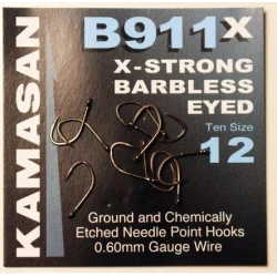 Kamasan B911 X-Strong Eyed Barbless Hooks – Size 08 KAMASAN - 1