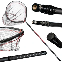 Teleskopowy Podbierak Z Regulacją Długości + Kosz Gumowany Z Pływakiem 4m  - 1