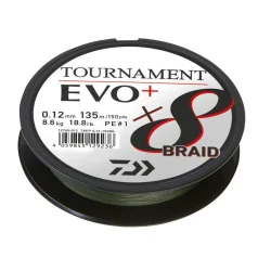Daiwa Tournament EVO+ Braid 135m Dark Green x8 0.12mm DAIWA - 1