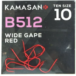 Kamasan B512 Red Barbed Wide Gape 10 Hooks KAMASAN - 1