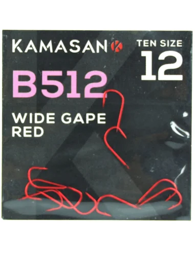 Kamasan B512 Red Barbed Wide Gape Hooks – Size