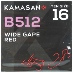 Kamasan B512 Red Barbed Wide Gape 16 Hooks KAMASAN - 1