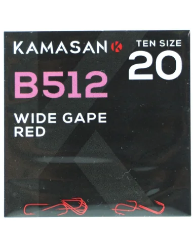 Kamasan B512 Red Barbed Wide Gape Hooks – Size