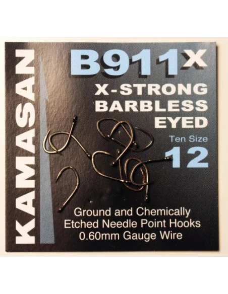 Kamasan B911 X-Strong Eyed Barbless 12 Hooks KAMASAN - 1