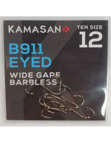 Kamasan B911 Eyed Barbless Hooks – Size 10
